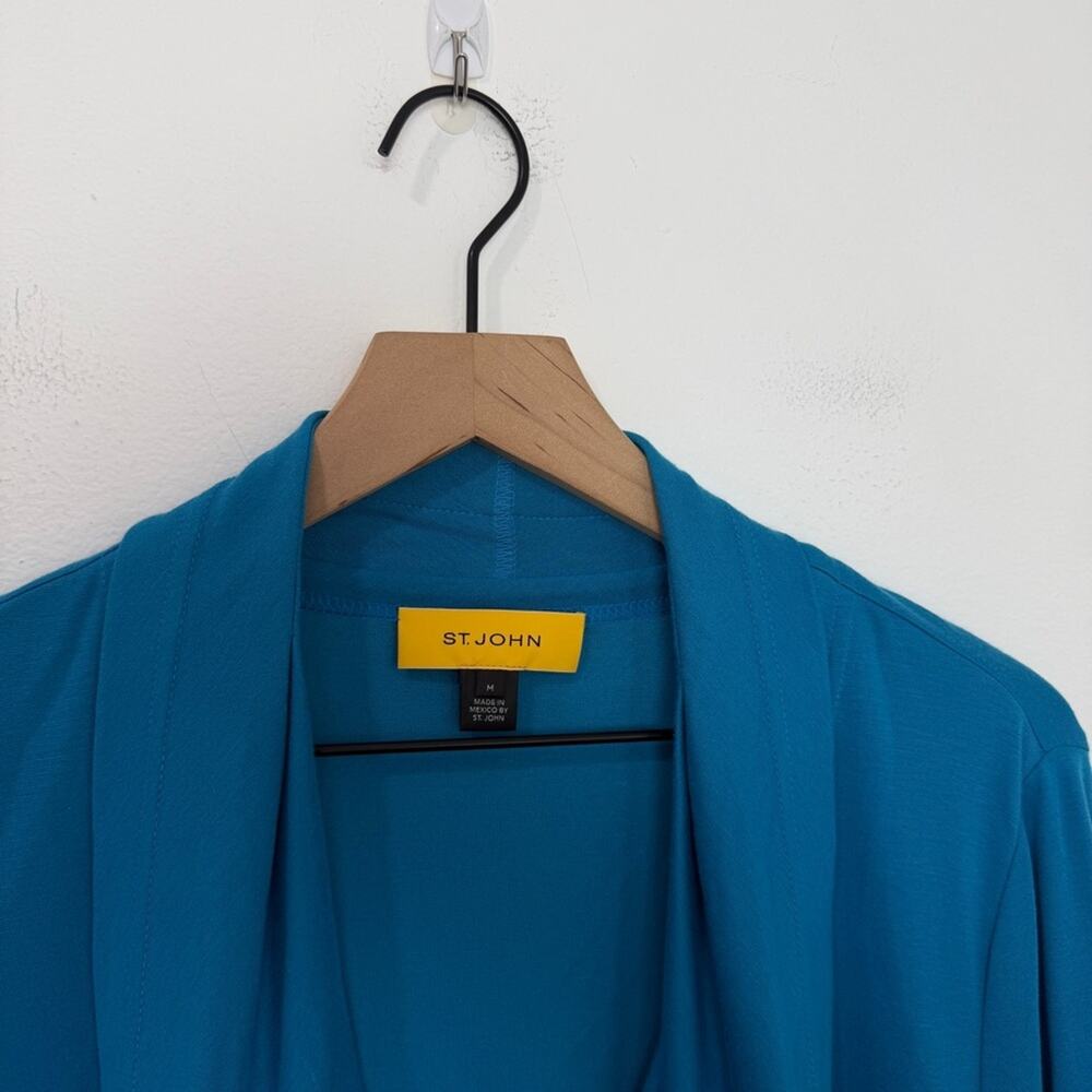 St. John Yellow Label Casual Jersey Knit Jacket in Turquoise Blue size Medium - Picture 3 of 7